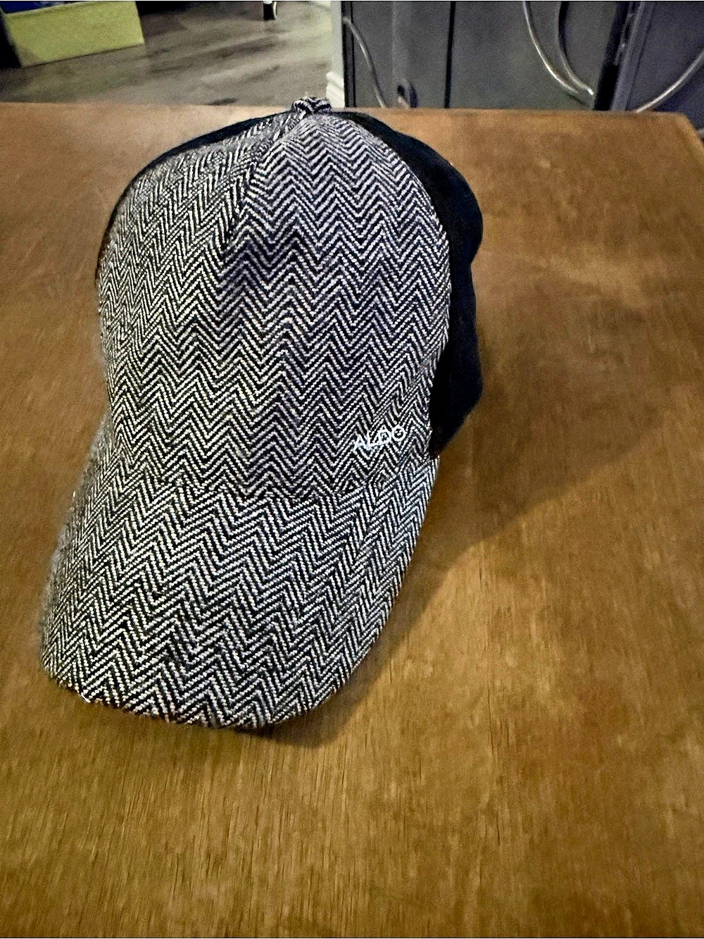 ALDO Houndstooth Baseball Cap in Black & White